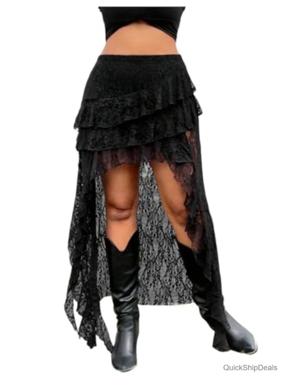 Plus Size Lace High Low A-Line Ruffle Skirt